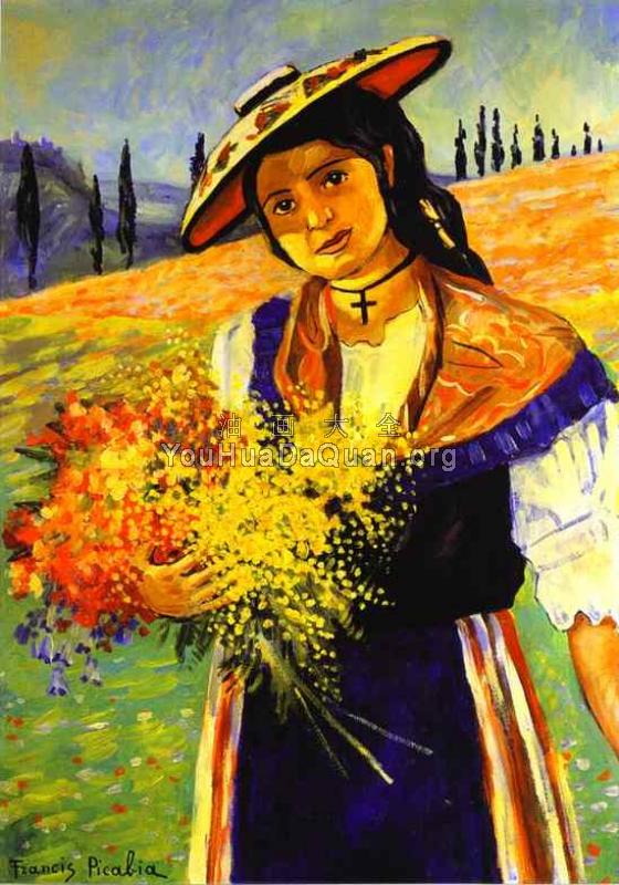 Young Girl with Flowers - 弗朗西斯·皮卡比亚